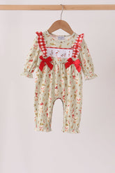 Goose embroidery ruffle bow romper - Aaria Tees