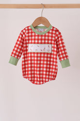 Red goose embroidery gingham bubble - Aaria Tees