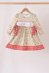 Goose embroidery ruffle gingham dress - Aaria Tees