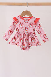 Pink santa claus bamboo ruffle bubble - Aaria Tees