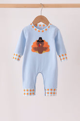 Blue Turkey Applique Romper - Aaria Tees