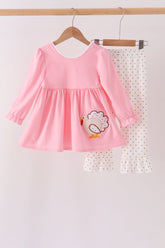 Pink turkey applique ruffle pants set - Aaria Tees