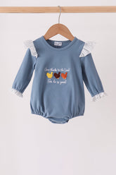Teal turkey french knot ruffle bubble - Aaria Tees