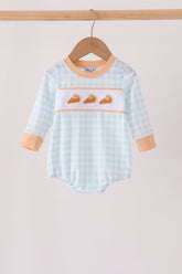 Pumpkin Pie Embroidery Gingham Bubble - Aaria Tees