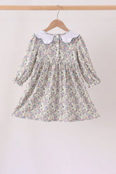 Blue turkey embroidery dress - Aaria Tees