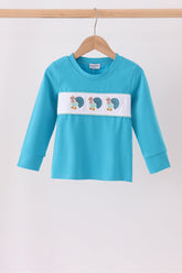 Blue turkey embroidery top - Aaria Tees