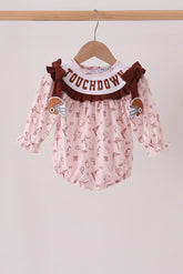 Brown touchdown football embroidery bubble - Aaria Tees