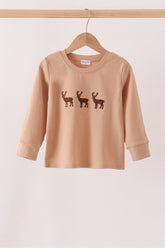 Brown deer embroidery top - Aaria Tees