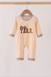 Brown Howdy Y'ALL boots embroidery bubble - Aaria Tees