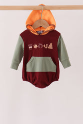 Brown Pumpkin Embroidery Hoodie Bubble - Aaria Tees