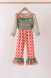 Green Pumpkin Embroidery 2cp jumpsuit set - Aaria Tees