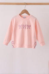 Pink Floral Bow Applique Top - Aaria Tees