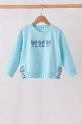 Blue Floral Bow Applique Top - Aaria Tees