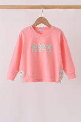 Pink Floral Bow Applique Top - Aaria Tees