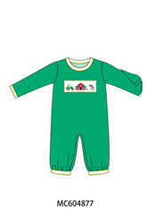 Green Farm Cow Embroidery Romper - Aaria Tees