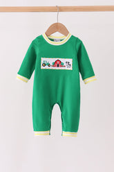 Green Farm Cow Embroidery Romper - Aaria Tees