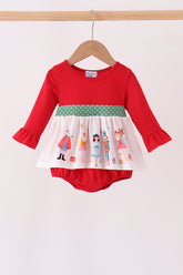 Red Nutcracker Ruffle Bubble - Aaria Tees