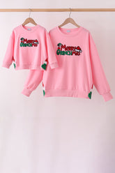 Pink Merry Grinch Embroidery Mom&me Sweatshirt - Aaria Tees