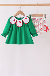 Green Santa Embroidery Bloomer Set - Aaria Tees