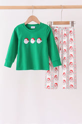 Green Santa Embroidery Pants Set - Aaria Tees