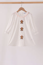 Pink Gingerbread Embroidery Ruffle Dress - Aaria Tees