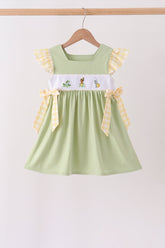 Green Princess Frog Embroidery Ruffle Dress - Aaria Tees