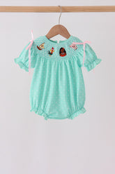 Green Character Smocked Bubble - Aaria Tees