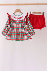 Red Character Embroidery Gingham Bloomer Set - Aaria Tees