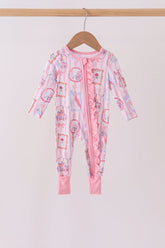 Pink Character Ruffle Bamboo Romper - Aaria Tees