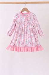 Pink Character Ruffle Bamboo Dress - Aaria Tees