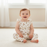 Organic Flutter Romper - Meadow - Aaria Tees