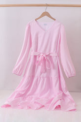 Pink stripe tiered maxi dress - Aaria Tees