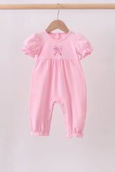 Pink bow applique romper - Aaria Tees