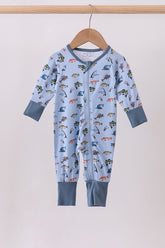 Green fish print bamboo romper - Aaria Tees