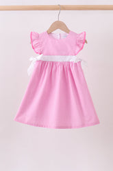 Pink bow gingham ruffle dress - Aaria Tees