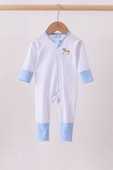 Blue dot horse embroidery romper - Aaria Tees