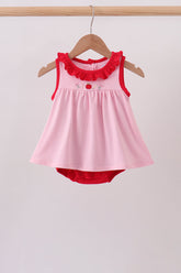 Pink Apple Embroidery Bubble - Aaria Tees