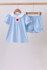 Blue Apple Smocked Bloomer Set - Aaria Tees