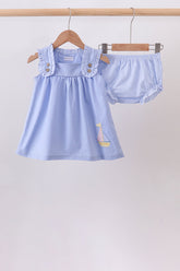 Blue Sailboat Embroidered Bloomer Set - Aaria Tees