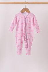 Pink bow print romper - Aaria Tees