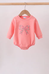 Pink Floral Bow Embroidery Bubble - Aaria Tees