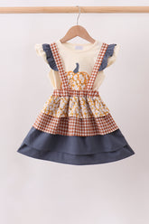 Pumpkin Floral Ruffle 2pc Set - Aaria Tees