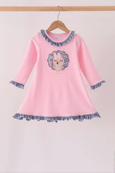 Pink turkey applique ruffle dress - Aaria Tees