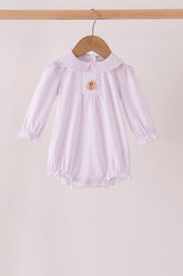 Pink dot turkey embroidery ruffle bubble - Aaria Tees