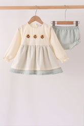Beige turkey embroidery bloomer set - Aaria Tees