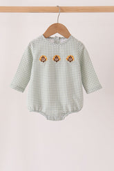 Beige turkey embroidery gingham bubble - Aaria Tees