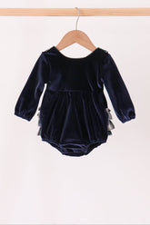 Navy plaid ruffle bubble - Aaria Tees