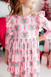 Merry Mistletoe 3/4 Sleeve Ruffle Twirl Dress - Aaria Tees