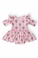 Merry Mistletoe 3/4 Sleeve Twirl Flutter Bodysuit - Aaria Tees