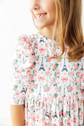 Mila in Paris 3/4 Sleeve Ruffle Twirl Dress - Aaria Tees